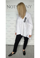 Kép 1/3 - fehér női ing, kövekkel, hátul hosszabb, molett, xxl