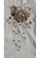 Kép 3/4 - himzett női fehér ing, vintage kövek, bézs xxl, molett