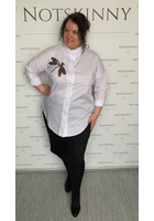 Kép 2/4 - himzett női fehér ing, szitakötő, xxl, molett