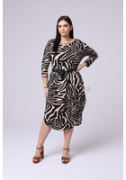 Kép 1/2 - taffi női hosszú buborék ruha, bézs, zebra, molett, xxl