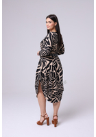 Kép 2/2 - taffi női hosszú buborék ruha, bézs, zebra, molett, xxl