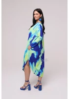 Kép 2/2 - Taffi női hosszú buborék ruha, molett, xxl, kék, zöld elfolyós