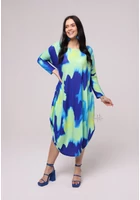 Kép 1/2 - Taffi női hosszú buborék ruha, molett, xxl, kék, zöld elfolyós