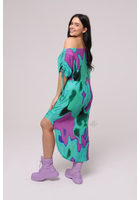 Kép 2/3 - Taffi női, rövid újjas, ruha, zöld-lila foltok, molett, xxl