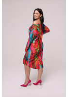 Kép 1/3 - taffi női rövid ruha, v-nyak, színes, molett, xxl