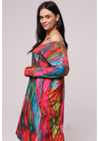 Kép 3/3 - taffi női rövid ruha, v-nyak, színes, molett, xxl