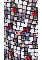 Kép 2/4 - marone, női hosszú buborék ruha, színes mozaik, kerek nyak, ejtett váll, bújtatott zseb, molett, xxl, plussize