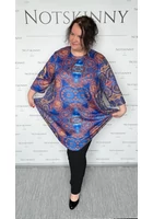Kép 3/4 - marone, női tunika, kék mandala, A-vonalú,  lezser szabás, molett, plussize