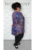 Kép 4/4 - marone, női tunika, kék mandala, A-vonalú,  lezser szabás, molett, plussize