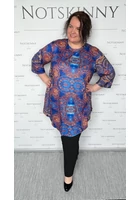 Kép 1/4 - marone, női tunika, kék mandala, A-vonalú,  lezser szabás, molett, plussize