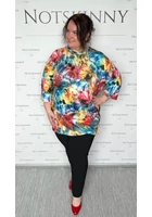 Kép 3/5 - marone, női tunika, elfolyós minta zsebek, lezser szabás, molett, plussize
