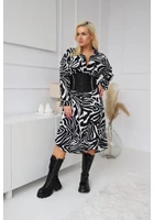 Kép 1/2 - taffi női ingruha, zebra, két zseb, gallér, molett, xxl
