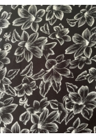 Kép 2/2 - taffi női ingruha, fekete, fehér virágok, két zseb, gallér, molett, xxl