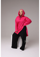 Kép 2/3 - taffi női meleg kapucnis pulóver, pink, asszimetrikus, molett, xxl