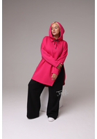 Kép 1/3 - taffi női meleg kapucnis pulóver, pink, asszimetrikus, molett, xxl