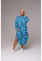 Kép 1/3 - taffi női hosszú buborék ruha, kék terepminta, molett, xxl