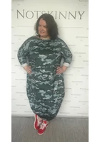 Kép 3/3 - taffi női hosszú terepmintás buborék ruha, molett, xxl, zöldes szürke