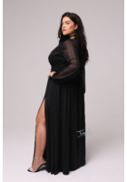 Kép 3/4 - taffi női decens alkami ruha, fekete, finomcsillogás, molett, xxé