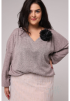 Kép 1/3 - taffi női pulover, bézs, bordázott, molett, xxl