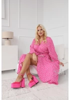 Kép 2/2 - Taffi női átlapolós maxi ruha - pink pöttyös