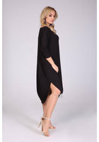 Kép 2/3 - taffi női hosszú fekete buborék ruha klasszikus, kerek nyak, bújtatott zseb, alul gömbölyítve