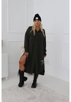Kép 1/2 - taffi női fekete ingruha, gallérok, elől zseb, molett, xxl
