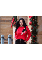 Kép 1/3 - vayana piros pulover, 3d-s virgáok, pamut, csajos