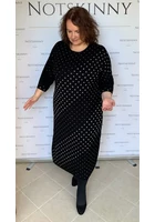 Kép 3/6 - női fekete darkwin ruha átlós ezüst pöttyökkel finomkötött L, XL, 2XL