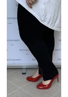 Kép 3/5 - fekete női fekete elegáns nadrág szteccs gyöngyös masnival, kövekkel, övvel 42,44,46,48