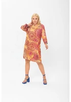 Kép 1/2 - taffi női rövid buborék ruha, sárga mandala, molett,xxl