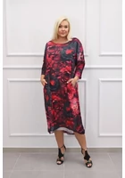 Kép 1/2 - taffi női bubork ruha, piros virág, fekete, xxl