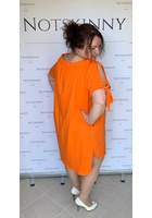 Kép 3/5 - taffi női tunika, ruha, narancssárga, csillag minta hátul hosszabb molett