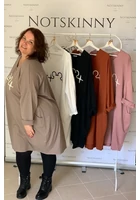 Kép 2/4 - bézs női ruha  tunika mickey egér szívhang bézs zsebekkel bő kényelmes l xl 2xl 3xl 4xl 5xl