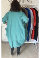 Kép 2/4 - nagy pamut kardigán zsebes xl 2xl 3xl 4xl 5xl türkiz női