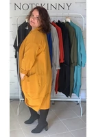 Kép 2/3 - nagy pamut kardigán zsebes xl 2xl 3xl 4xl 5xl okkersárga női