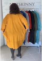 Kép 3/3 - nagy pamut kardigán zsebes xl 2xl 3xl 4xl 5xl okkersárga női