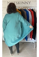 Kép 3/4 - nagy pamut kardigán zsebes xl 2xl 3xl 4xl 5xl türkiz női