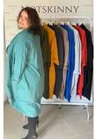 Kép 4/4 - nagy pamut kardigán zsebes xl 2xl 3xl 4xl 5xl türkiz női