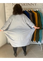 Kép 4/4 - nagy pamut kardigán zsebes xl 2xl 3xl 4xl 5xl vilagosszürke női
