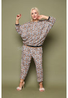 Kép 1/3 - taffi női szabadidő szett, nagy méret, ülepes nadrág, barna, fehér, gucci, molett, xxl, plusszie