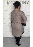 Kép 3/3 - tyúklábmintás női ruha, két zsebbel, orkános passzékkal, molett, rose, 