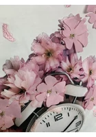 Kép 6/6 - nagy méretű női fehér póló, felső, pink 3D-s virágokkal, órával, molett, plussize
