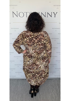 Kép 4/5 - női nagy méretű leopárd mintás női ruha, zsebekkel, rugalmas anyag, buborék, xxl, molett