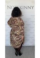 Kép 3/5 - női nagy méretű leopárd mintás női ruha, zsebekkel, rugalmas anyag, buborék, xxl, molett