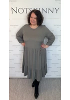 Kép 2/3 - zöldesszürek női nagy ruha, kerek nyak, fagyiruha, molett, xxl, plussize