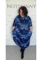 Kép 3/6 - noi nagy méretű buborék ruha csodáklatos kék színnel, zsebekkel, xxl, molett, plussize