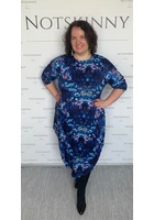 Kép 1/6 - noi nagy méretű buborék ruha csodáklatos kék színnel, zsebekkel, xxl, molett, plussize