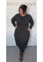 Kép 1/3 - taffi női pamut ruha buborékfazonban, szürke, két zseb, kerek nyak, pihe-puha, molett, xxl, plussize