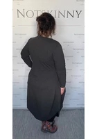 Kép 3/3 - taffi női pamut ruha buborékfazonban, szürke, két zseb, kerek nyak, pihe-puha, molett, xxl, plussize