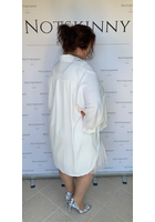 Kép 3/5 - extra nagy méretű női ing blúz ruha tunika fehér gombokkal, elől rövidebb, kerekített oldalt, xl, 5xl molett, plus size